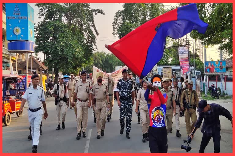 Route march by Assam police in Kokrajhar