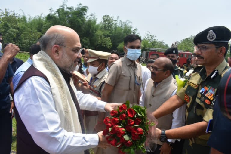 Union Home Minister Amit Shah, who arrived at the Kamakhya Hilltop via a chopper earlier in the day, offered prayers at the temple there before leaving for the Mankachar