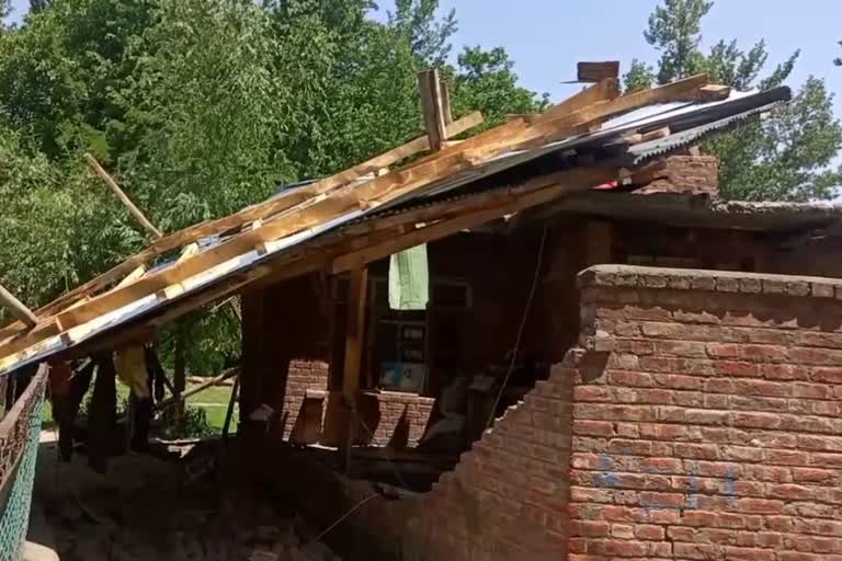 Winds Damage Residential House in Anantnag