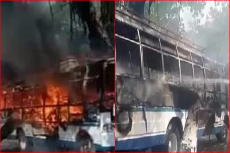 J&K: A bus caught fire in Katra