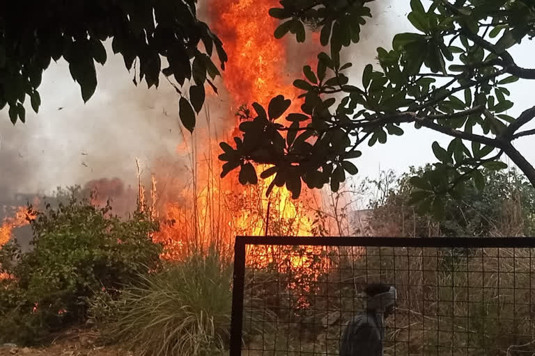 गाजियाबाद डीसीएम गोदाम के पास लगी आग