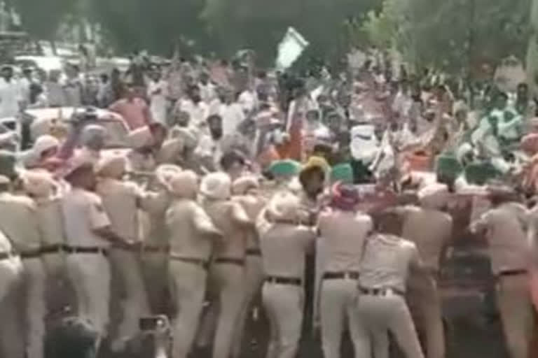 Scores of Punjab farmers protesting against the government over their various demands spent the night on the road after they were stopped to march towards Chandigarh