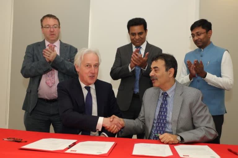 The MoU was signed in the presence of state Minister for IT and Industries KT Rama Rao, who is currently camping in the UK