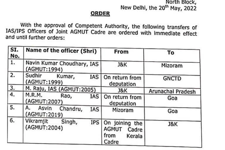 IAS officers transferred today