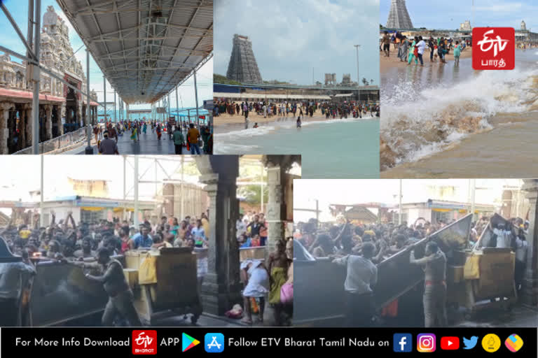 திருச்செந்தூரில் கூட்ட நெரிசல்: தள்ளுமுள்ளுவால் பரபரப்பு!