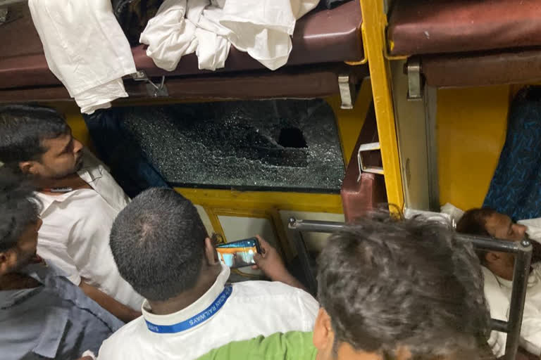 Stone pelting on garib rath train