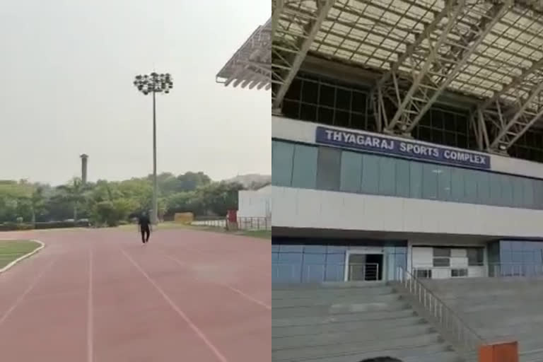 Centre transfers IAS officer over alleged misuse of sports stadium  misuse of sports stadium by ias couples  Centre transfers IAS officers  Sanjeev Khirwar  delhi Thyagraj Stadium  നായയുമായി സായാഹ്ന സവാരിക്ക് സ്റ്റേഡിയം ഒഴിപ്പിച്ചു  ഡൽഹി ഐഎഎസ് ദമ്പതികൾക്ക് സ്ഥലംമാറ്റം  ഐഎഎസ് ഓഫിസർ സഞ്ജീവ് ഖിർവാർ  ഡൽഹി ത്യാഗരാജ് സ്റ്റേഡിയം