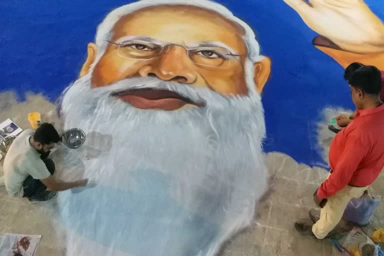 PM Narendra Modi Rangoli