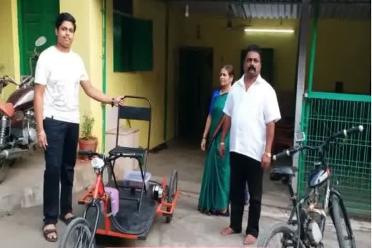 STUDENT MAKES TRICYCLE BATTERY OPERATED FOR HANDICAPPED IN THANE MAHARASHTRA