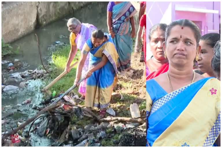 நெல்லையில் கழிவுநீர் கால்வாயை சுத்தம் செய்த பெண் கவுன்சிலர்