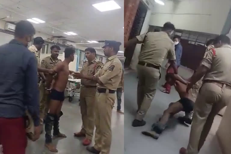 Drunkard hulchal in Osmania hospital and scolds police