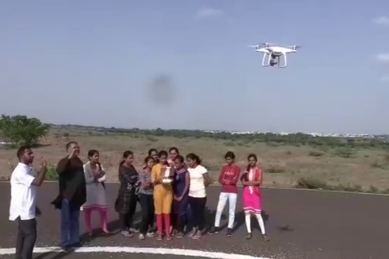 Drone camera training for students in Akkamahadevi Women's University