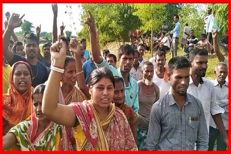 local-people-protest-against-encroachment-at-nowboicha in Lakhimpur