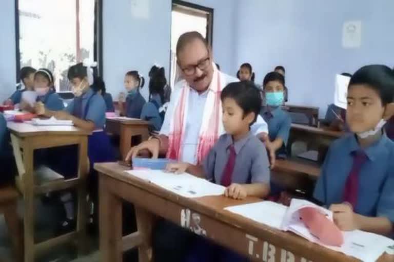 MLA Prithviraj Rabha teaching students in classroom