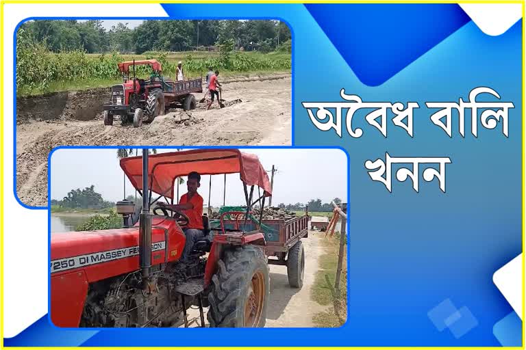 Illegal Sand mining at Kalgachia in Barpeta