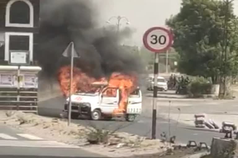 Sudden fire in car