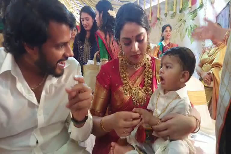 nikhil-kumaraswamy-son-naming-ceremony-in-bengaluru