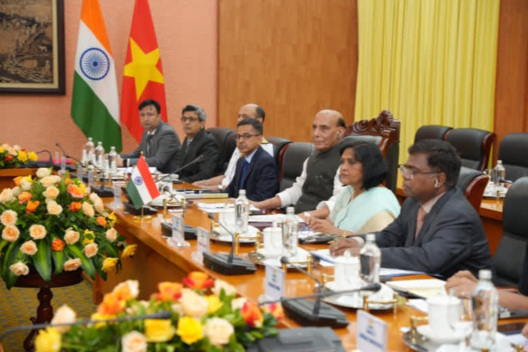 Defence Minister Rajnath Singh, who is in the key Southeast Asian country on a three-day visit from June 8, received a guard of honour at the headquarters of the Ministry of National Defence of Vietnam