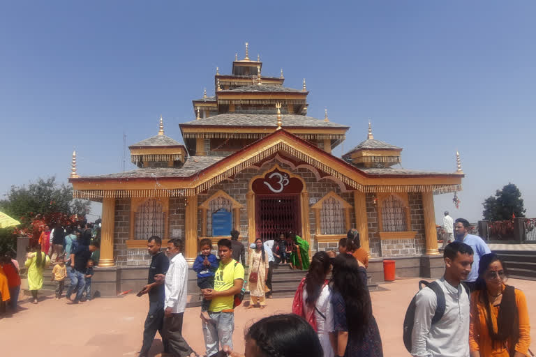 devotees gathered in Mata Surkanda temple