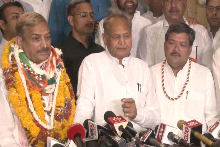 Congress candidates Pramod Tiwari Mukul Wasnik cm ashok gehlot