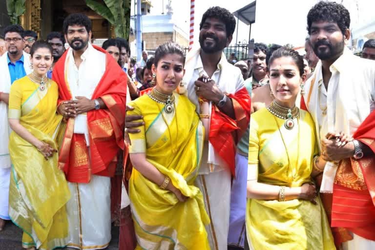 Nayanathara walked with chappals  Nayanthara with slippers in Tirumala  Nayanthara posed camera after darshan  തിരുമല ക്ഷേത്രനടയില്‍ ചെരുപ്പിട്ട് നടന്ന് നയന്‍താര  വീഡിയോ വൈറല്‍  നയന്‍താരയുടെ ക്ഷേത്രദര്‍ശനം  നയന്‍താരക്കെതിരെ നടപടി