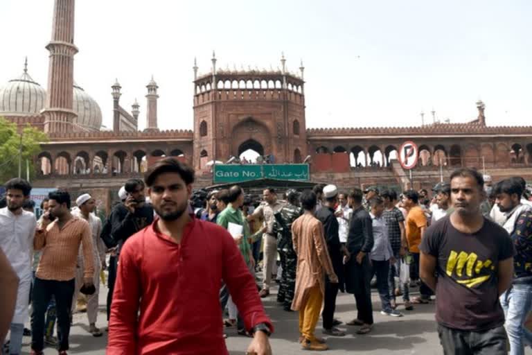 jama masjid protest  prophet row in jama masjid  delhi jama masjid protest arrest  ഡല്‍ഹി ജുമാ മസ്‌ജിദ് പ്രതിഷേധം  ജുമാ മസ്‌ജിദ് പ്രതിഷേധം അറസ്റ്റ്  ജുമാ മസ്‌ജിദ് പ്രതിഷേധം ആസൂത്രിതം  നൂപുര്‍ ശര്‍മക്കെതിരെ പ്രതിഷേധം  പ്രവാചകനെതിരെ വിവാദ പരാമര്‍ശം