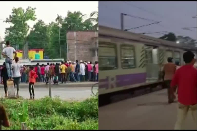 Mob attacks train