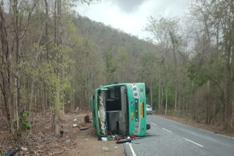 PRIVATE TRAVELS BUS OVERTURN IN ALLURU DISTRICT