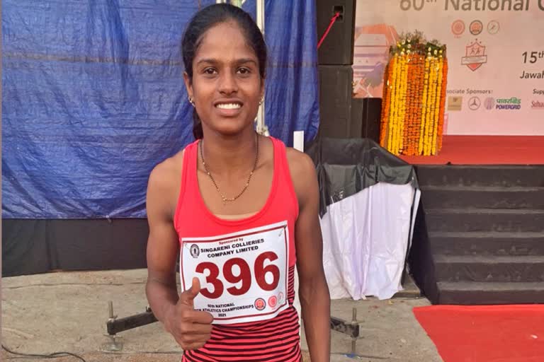 Athletics  National Interstate Senior Athletics Championship  B Aishwarya  Aishwarya jumped 673m  second best effort  Indian female athlete  बी ऐश्वर्या  राष्ट्रीय अंतरराज्यीय सीनियर एथलेटिक्स चैम्पियनशिप  भारतीय महिला खिलाड़ी