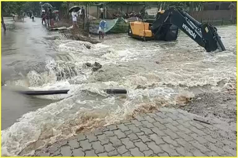 Bad road condition of Nalbari due to floods