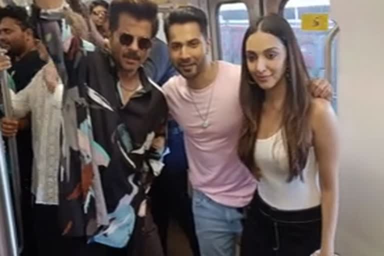 Varun, Kiara, Anil hop onto Mumbai Metro for 'JugJugg Jeeyo' promo