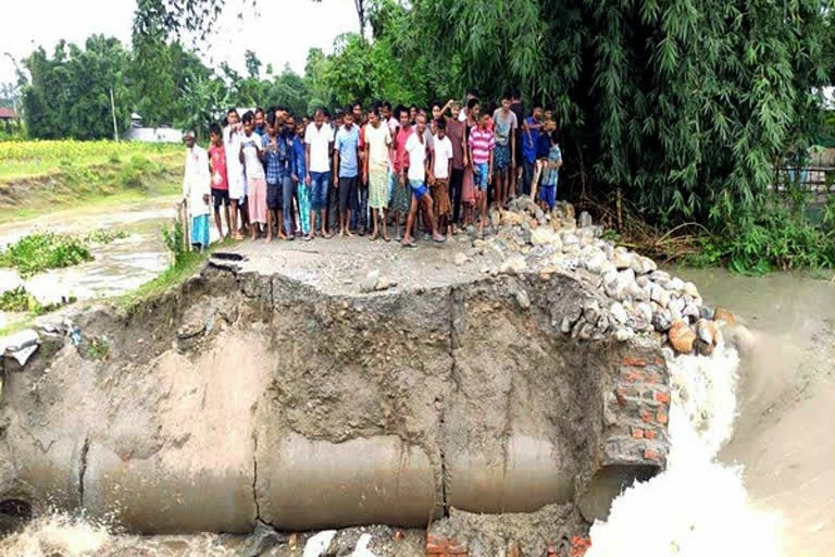 Assam: Flood water washes away road in Udalguri, at least 10 villages submerged