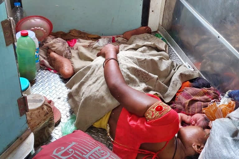 An ailing man died, while a woman gave birth to a girl child while travelling in two separate incidents on Saturday amid disruption of train services due to nationwide protests against the newly framed 'Agnipath' employment scheme in tri-services.