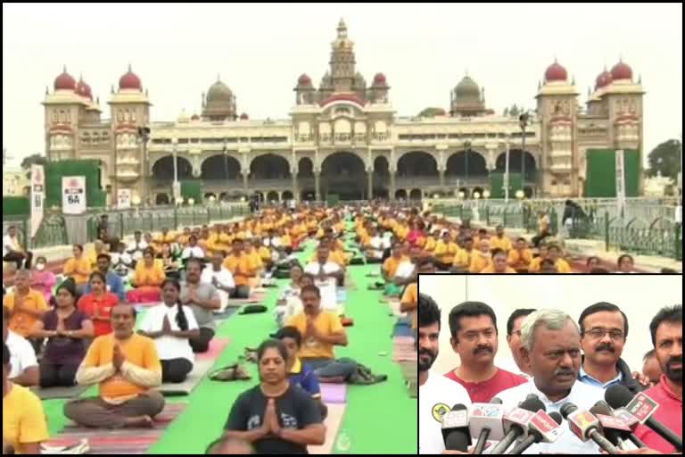 ST Somashekar watched the yoga preparations at mysore