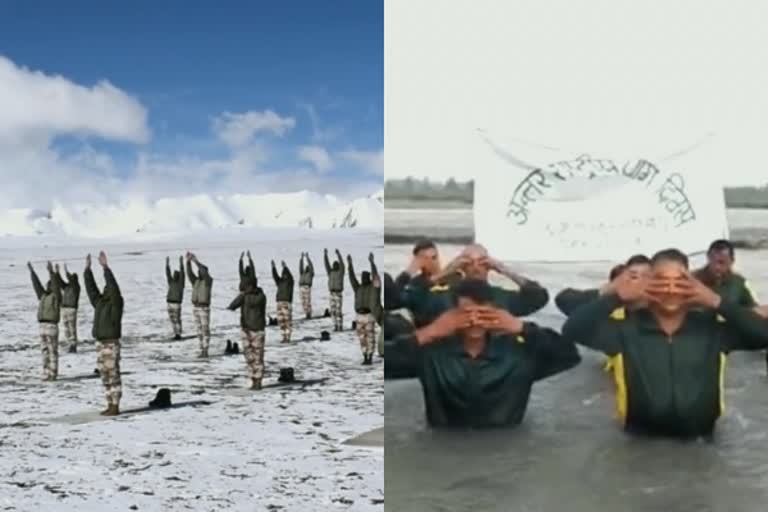 சர்வதேச யோகா தின கொண்டாட்டம்- யோகா செய்து அசத்திய எல்லை காவல் படையினர்