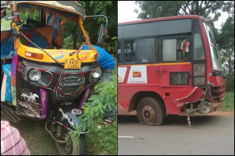 ಸಾರಿಗೆ ಬಸ್​- ಆಟೋ ಮುಖಾಮುಖಿ ಡಿಕ್ಕಿ : ಇಬ್ಬರು ಸಾವು. ನಾಲ್ಕು ಜನ ಗಂಭೀರ