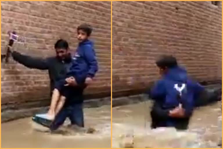 video of kashmiri journalists fall goes viral during transporting children to safety