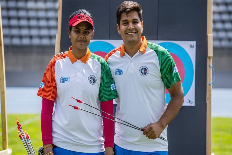 India won its maiden World Cup gold in compound mixed team archery  archery event  Abhishek Jyothi pair  Abhishek Verma and Jyothi Surekha Vennam  അമ്പെയ്ത്ത് ലോകകപ്പ്  archery World Cup  ഇന്ത്യക്ക് ചരിത്ര സ്വർണ്ണം സമ്മാനിച്ച് അഭിഷേക് ജ്യോതി സഖ്യം  അമ്പെയ്ത്തിൽ ഇന്ത്യക്ക് ചരിത്ര സ്വർണ്ണം