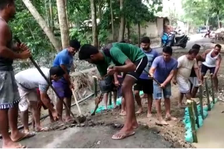 road reparing by local people in nalbari