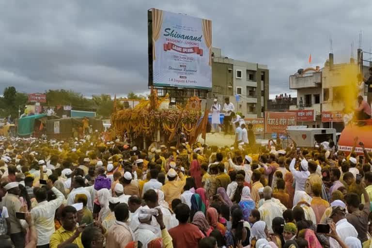 sant dnyaneshwar maharaj palkhi welcomed in jejuri