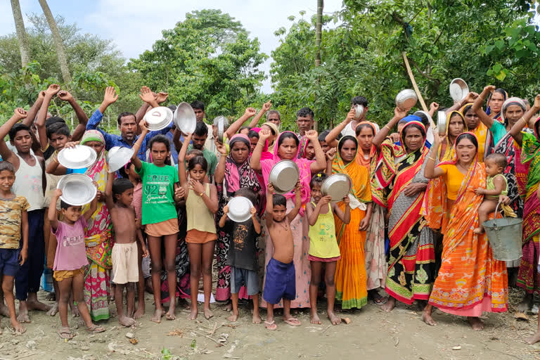 protest seeking flood relief in jania