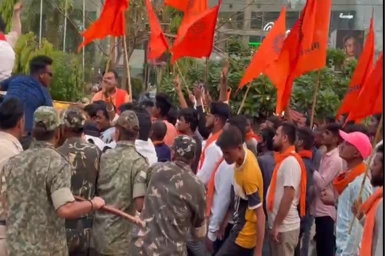 bajrang dal Protest against Battle of Belly Dancers program