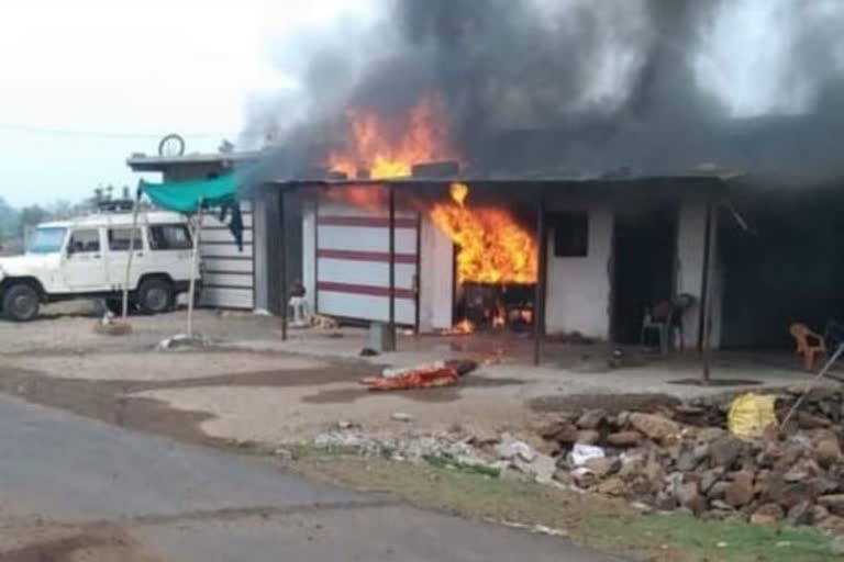 House and shop caught fire due to short circuit