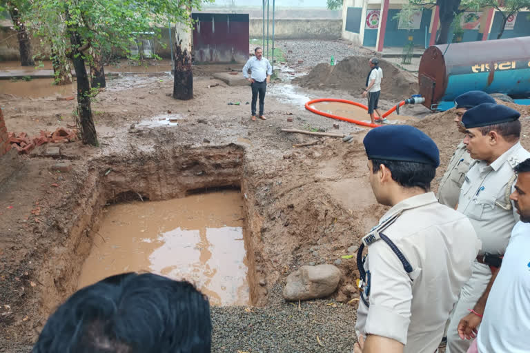 septic tank under construction in a school in Baddi
