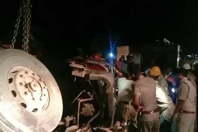 one died after Diesel tanker overturned at Dharwad