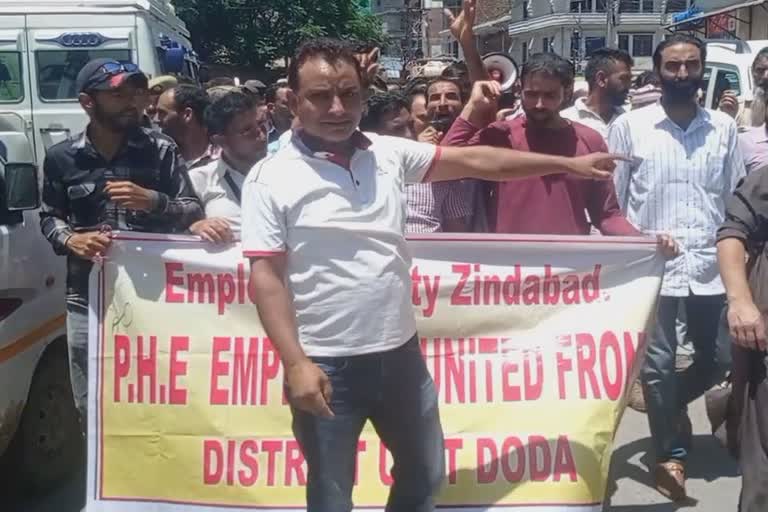 Jal Shakti Employees Protest in Doda