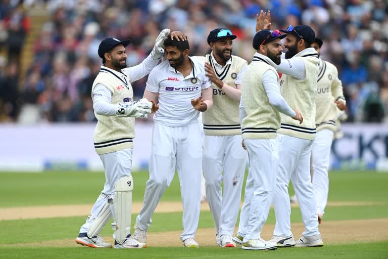 india vs england 5th test day 2 updates  india vs england edgbaston test england loss 5 wickets  ഇന്ത്യ vs ഇംഗ്ലണ്ട്  എഡ്‌ജ്‌ബാസ്റ്റണ്‍ ടെസ്റ്റിൽ ഇംഗ്ലണ്ടിന് അഞ്ച് വിക്കറ്റ് നഷ്‌ടം  ജസ്‌പ്രീത് ബുംറക്ക് മൂന്ന് വിക്കറ്റ്  എഡ്‌ജ്‌ബാസ്റ്റണ്‍ ടെസ്റ്റ്  IND VS ENG TEST