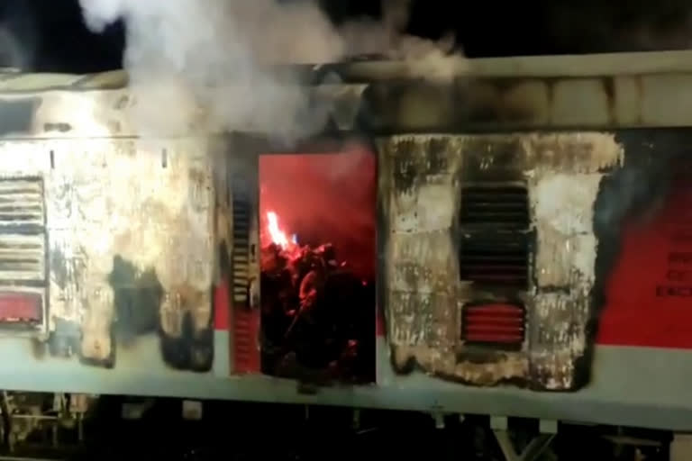 Fire accident in train