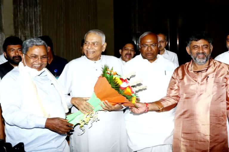 Yashwant Sinha the presidential candidate supported by opposition parties spoke in Bangalore