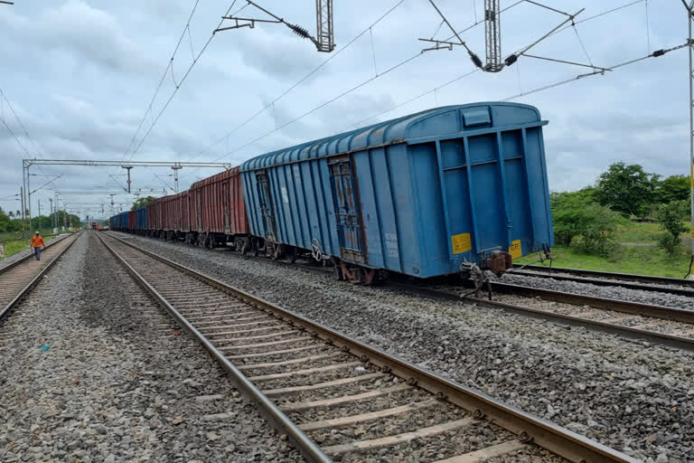 A goods train derailed at station Ghanpur